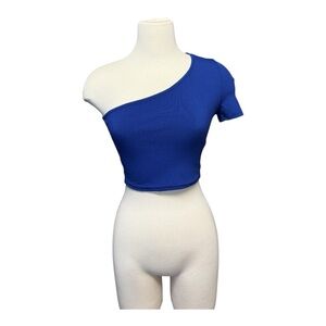 One-Shoulder Blue Women's Top